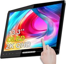Monitorius 13,3 colių 2k oled nešiojamas monitorius su jutikliniu ekranu, 54000:1. 100% dci-p3 1ms nešiojamas monitorius nešiojamam kompiuteriui/išmaniajam telefonui/žaidimų konsolėms
