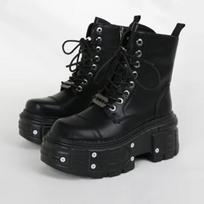 Moteriški Ankle Boots Didelis Dydis 36-45 Vyriški Batai Su Raišteliais Apvalus Pirštas Storas Padėklas Batai Kniedės Platforma Laisvalaikio Botas 44 black