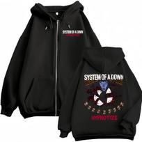 Rock Band System of A Down Hypnotize Grafinis su užtrauktuku Hoodie Mados Vintažiniai su užtrauktuku Megztiniai Vyrai Moterys Laisvalaikio Vilnos Palaidinės M juoda