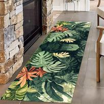 Žalias lapas Koridoriaus kilimas Boho Monstera 3D dizainas Virtuvės grindų kilimėlis Namų interjero minkštas neslystantis lapų rašto kilimas Svetainei 50x150CM