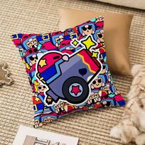 B-Brawl Anime S-Stars Pillow Case Anti-dustmite Pillowcase Invisible Zipper Silky Short Plush Sofa Cushion Cover 12x12Inch