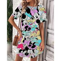 Summer Women's Short Sleeve Beach Sun Dress Robe Elegant Casual Work Party Dress 4XL black