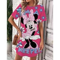Summer Women's Short Sleeve Beach Sun Dress Robe Elegant Casual Work Party Dress L pink
