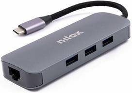 Įkroviklis nešiojamam kompiuteriui Nilox dokas Type C A 3x Usb 3.0 1x Hdmi 1x Vga 1x Type C 1x Rj45
