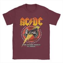 Vyriškas marškinėlis AC-DC Roko Muzikos Grupė For Those About To Rock 1981 Juokingas Grynos Medvilnės Marškinėlis T-shirt Apvalia Kaklo Apykakle Drabužiai Su Spauda M bordinė