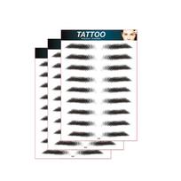 10 porų antakių tatuiruočių vyrams, realistiški netikri antakiai, populiarus perklijuojamas lipdukas 3PCS black