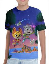 Žvėrių dėklai Vaikų animacinis serialas Tops Sam Snow ir Kit Casey Animacinis marškinėlis Vasarinis 3D spausdinimas Vaikų marškinėlis Anime marškinėlis Mielas marškinėlis 130 black