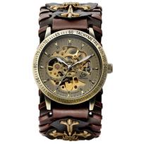 SHENHUA Retro gotiškas bronzinis skeletas automatinis mechaninis laikrodis vyrams Steampunk savaime besisukantis laikrodis Tourbillon laikrodis Reloj Hombre black