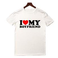 „Lover“ marškinėliai „I Love My Girlfriend“ „Aš myliu savo vaikiną“ Raidėmis marginti marškinėliai trumpomis rankovėmis, laisvi, tinkami porai M white