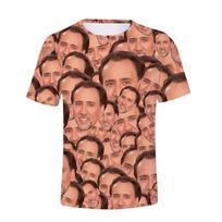 Juokingas Nicolas Cage veido grafinis marškinėlis vyrams T marškinėliai 3D humoras linksmas spaudinys marškinėlis madingi gatvės drabužių viršutiniai drabužiai vasaros marškinėliai M beige