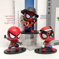 3 Žmogaus-voro figūrėlės Mielas Q versijos Žmogaus-voro linganti galva Lėlės Žaislo Ornamentas Stalo dekoracija Dovana Tinka „Marvel“ gerbėjams Veiksmo ir žaislų figūrėlės 10cm black