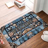 Pebbles Home Pattern Doormat Anti-Slip Bath Kitchen Mat Living Room Door Floor Entrance Carpet Rug 40cmx60cm gray