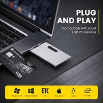 USB laikmena Uflatek 128Gb Usb atmintinė, verslo kreditinės kortelės formos, Usb 2.0, sidabrinė metalinė, naujoviška išorinė atmintinė kompiuteriui, nešiojamam kompiuteriui