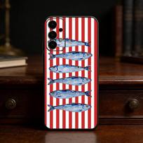 Spalvotas S-Sardinė L-Omaras Žuvis Telefono dėklas Samsung S25,S24,S21,S22,S23,S30,Ultra,S20,Plus,Fe,Lite Juodas korpusas Samsung S24Plus