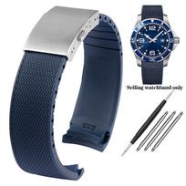 21 mm lenkta galinė silikoninė mėlyna laikrodžio apyrankė Longines Conquest HydroConquest L3.781 642 742 782 sportiniams nardymo laikrodžiams 21mm gray