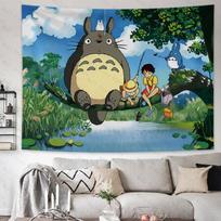 Animacinis Totoro gobelenas Fono audinys Ins Kabinamas audinys Anime Kabinamas paveikslas Sienos Galvūgalio gobelenas Kambario Bendrabučio sienos audinys 74x94cm(29x37in) beige