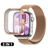 Case+Milanese loop Band for Huawei Watch Fit 4 Pro strap Accessories metal Stainless Steel correa Bracelet for huawei fit 4 band for Huawei Fit 4 rožinio aukso spalvos