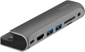 Logilink Ua0385 - Usb 3.2 Gen 1 dokas, skirtas Ipad Air, Ipad Mini ir Ipad Pro, 7 prievadai, Usb-c Pd, sidabrinis/juodas