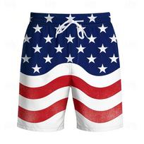 Vyrų Liepos 4 d. JAV. 250-ojo jubiliejaus JAV vėliavos patriotinės maudymosi kelnės Šortai Board shorts Vidutinio juosmens Laisvalaikio Atostogų 3XL
