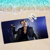 Dainininkas H-Harry Styles Paplūdimio rankšluostis Spalvingi vonios rankšluosčiai mergaitei Mikropluošto greitai džiūstantis Be smėlio Paplūdimio Joga Spa Sporto salės Baseino W30*H60(CM) blue