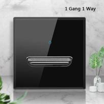 Juodo grūdinto stiklo sieninis jungiklio skydelis LED 1-4 grupių retro stiliaus perjungimo šviesos jungiklis, ES ir JK standartai, 2 USB lizdai, europietiška 16A lizdas gray