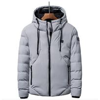 Išmanus USB šildomas vyriškas striukė kūno šildytuvas sniego audinio šildoma striukė vandeniui atspari šilta viršutinė apranga žiemai slidinėjimui lauke 2XL gray