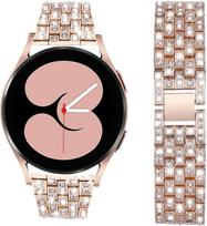 20mm 22mm dirželis Samsung Galaxy Watch 4/5/6/pro/classic 43mm 47mm 45mm Metalinis deimantinis apyrankės correa HUAWEI GT 2e 3 pro dirželis Huawei GT-2-3 42mm rožinio aukso spalvos