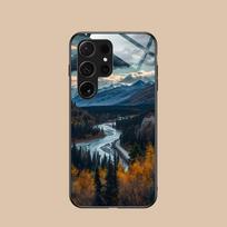 Kalnų miško mobiliojo telefono dėklas, skirtas Samsung Galaxy A56 55 54 53 52 51 36 35 34 23 16 15 5G, stiklinis, spalvingas, dangtelis, prabangus Galaxy A16 5G black