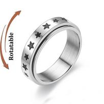 Fidget Spinner Ring Anxiety for Men Women Inlay Zircon Gold Color Rotating Rings  Stainless Steel Anti Stress Jewelry Bague 9 white