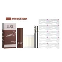 „One Step“ antakių antspaudų formavimo rinkinys Makeup Magic Brow Trafaretas Antakių šepetėlis „Enhance Cosmetics“ antakių gelio atspalvis Natural Brown white