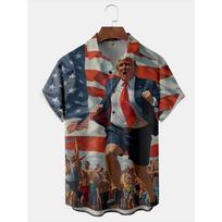 JAV Donaldas Trumpas 3D spausdintas Amerikos vėliavos marškinėliai Vyriški drabužiai Amerikos prezidento rinkimų grafika Trumpomis rankovėmis Unisex marškinėliai M gray