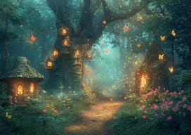 Fairy forest Glitter tree background Magic Forest night Butterfly photography birthday background party photo shoot decoration Polyester 150x100cm blue