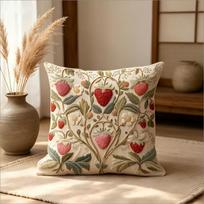 William Morris stiliaus braškių vijoklio rašto pagalvės užvalkalas, vintažinis botaninis gėlių dekoratyvinis užvalkalas sofai, kušetkei Peach skin 30*30(CM)-1Pcs brown