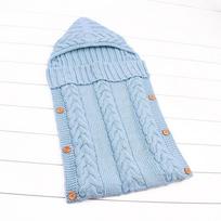 Prabangūs megzti ir nėrimo apklotėliai kūdikiams, minkšti ir patogūs Lightblue