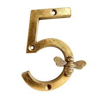 Bitės namo numeris laukui Atsparus oro sąlygoms Lydinio Plaukiojantys adreso numeriai Metalinė numerio lentelė 5 auksinė