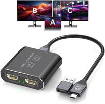 Jcymele Hdmi skirstytuvas išplėstiniam ekranui dviem monitoriams Usb A ir C į 2 Hdmi adapteris 1 įvestis 2 išvestys nešiojamam kompiuteriui Mac Triple Set palaiko Mst ir Sst režimus; 4k @ 30hz išvestis 1, 1080p išvestis 2