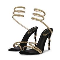 Prabangūs kalnų krištolai, susisukusi gyvatė čiurnos dirželis, aukštakulniai stiletto, moteriškos gladiatoriaus sandalai, vasaros vakarėlio, banketo, išleistuvių batai 38 beige
