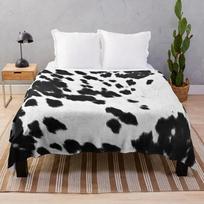 Karvės odos flanelės pledas Ruda Juoda Balta Spalva Kailis Lovai Sofai Sekcijai Karaliaus Karalienės Dydžio Pledas Super Minkštas Lengvas Size: 75*100cm, Weight: 230 GSM