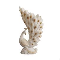 Resin Peacock Sculpture White Finish Ornament Accents Home Decor Vase 8730