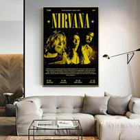 N-Nirvana Band Magazine Classic Anime Self-adhesive Art Poster Retro Kraft Paper Sticker DIY Room Bar Cafe Stickers Wall (as the picture,10x15cm No Frame) black