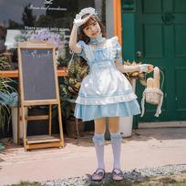 Mėlyna Alice Mergaičių Tarnaitės Apranga Mergaičių Mielos Lolitos Suknelės Vaikų Princesės Suknelė Lolita 120cm white