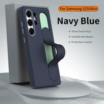 Tinka „Samsung Galaxy S26 S25 S24 Ultra S24 Plus“ išmaniajam silikoniniam apyrankės laikikliui, telefono dėklui, išmaniajam valdymo spartiesiems klavišams Galaxy S25+ mėlyna