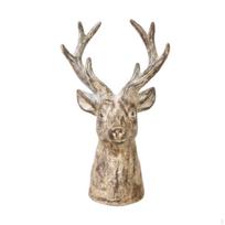 Deer Head Figurine AntiqueStyle Bust Textured Finish Crowned Rack Statue Zy25012 Zy25015