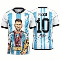 Messi 10 numerio futbolo marškinėliai gerbėjui atminimo dovana Vasaros sportiniai vyriški marškinėliai 3XL black