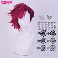 Žaidimo LOL Arcane Vi Cosplay Perukas VI 30cm Tamsiai Rožinis Trumpas Karščiui Atsparus Sintetinis Plaukas Anime Vaidmenų Žaidimo Perukai + Peruko Kepuraitė (as the picture,One Size) pink