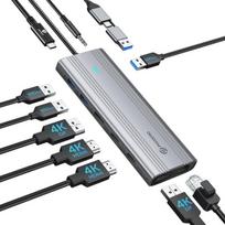 Įkroviklis nešiojamam kompiuteriui Phixero Displaylink dokas 10 viename Usb C doko stotis 2 monitoriams 4k @ 60hz, skirta Mac M1/m2, Windows, su 2 viename Usb kabeliu, 2 Hdmi ir 2 Displayport, 100w Pd, 3 Usb 3.2 [10Gbps], Ethernet, Audio
