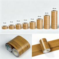 10M Lipni medžio rašto PVC sienų apdaila, Vandeniui atspari grindjuosčių ir durų rėmų plėvelė, Nulupama ir klijuojama baldų krašto juosta 8cm*10m beige