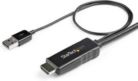 Startech.com hdmi į displayport 2m aktyvus 4k 30hz adapterio kabelio keitiklis hdmi 1.4 dp 1.2 su usb maitinimo šaltiniu