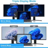 Surface Pro 9/10/11/x priedai, Surface Pro 9/10/11/x doko stotis su 4k Hdmi, Usb-c Thunderbolt 4 (ekranas + duomenys + Pd įkrovimas), 2 Usb 3.0, Sd/tf kortelių skaitytuvas, skirtas Surface Pro 9/10/11/x