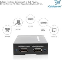 Cablesson 1x2 portų displayport į 2 displayport 1.2a 4k2k maitinamas skirstytuvas, palaiko mst, hbr2, 3d formatus ir gtc assist. (dp ++)